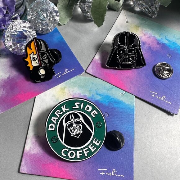 Darth Vader Lapel Pin Star Wars Anakin Brooch Badge Dark Side Coffee Pin Jewelry - Picture 2 of 6